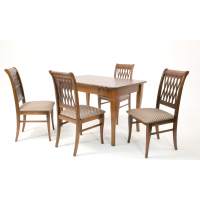 Обеденная группа Моцарт 120 со стульями Рич/ ромб коричневый, Орех