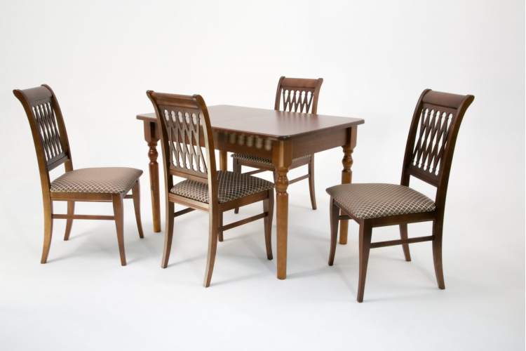 Обеденная группа Моцарт 120 со стульями Рич/ ромб коричневый, Орех-2