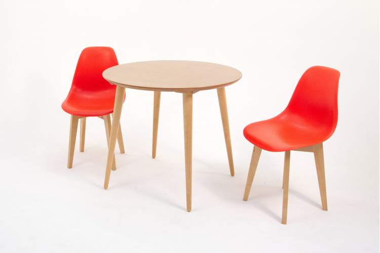 Стол Монте К 100 натур со стульями Сашш натур красный-1