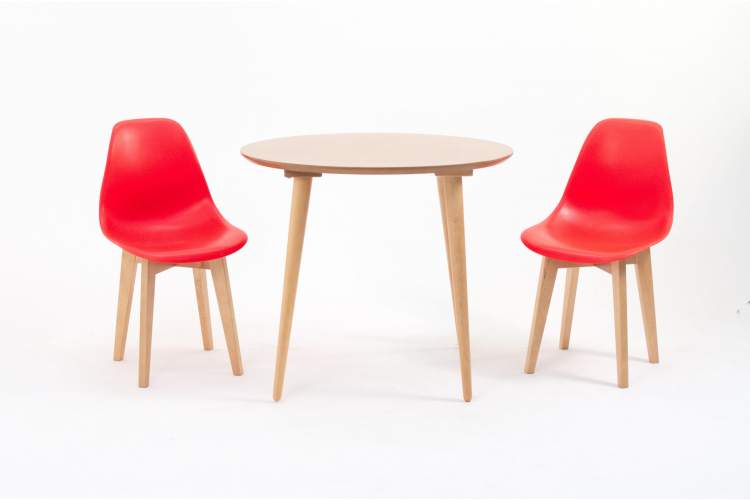 Стол Монте К 100 натур со стульями Сашш натур красный-2