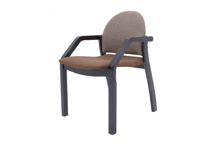 Стул-кресло Джуно 2.0 чёрное дерево/коричневый-гусиная лапка