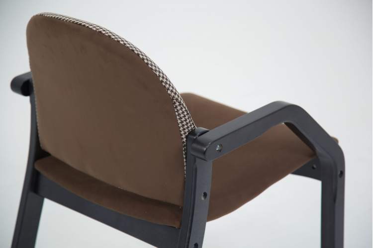 Стул-кресло Джуно 2.0 чёрное дерево/коричневый-гусиная лапка-6