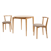 Стол Pawook К 90 натур со стульями Франк ПМ натур/бежевая рогожка