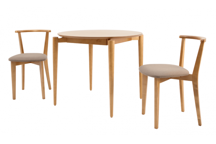 Стол Pawook К 90 натур со стульями Франк ПМ натур/бежевая рогожка