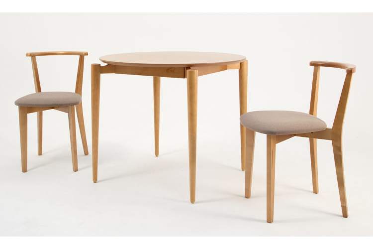 Стол Pawook К 90 натур со стульями Франк ПМ натур/бежевая рогожка-2