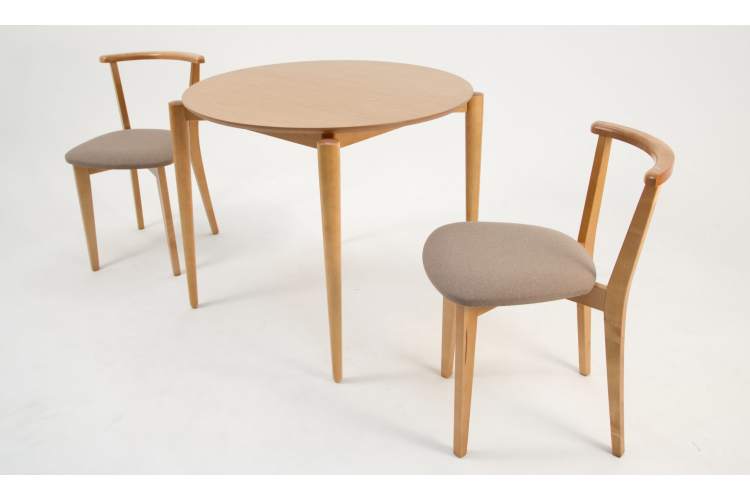 Стол Pawook К 90 натур со стульями Франк ПМ натур/бежевая рогожка-3