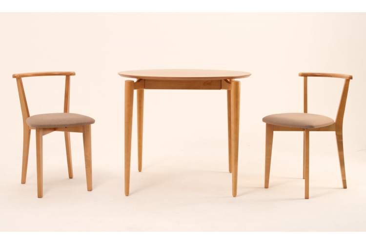 Стол Pawook К 90 натур со стульями Франк ПМ натур/бежевая рогожка-1