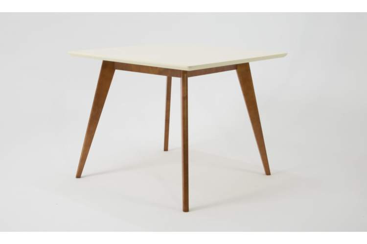 Стол Сканди М 90 орех/слоновая кость со стульями Франк слоновая кость велюр бежевый-3