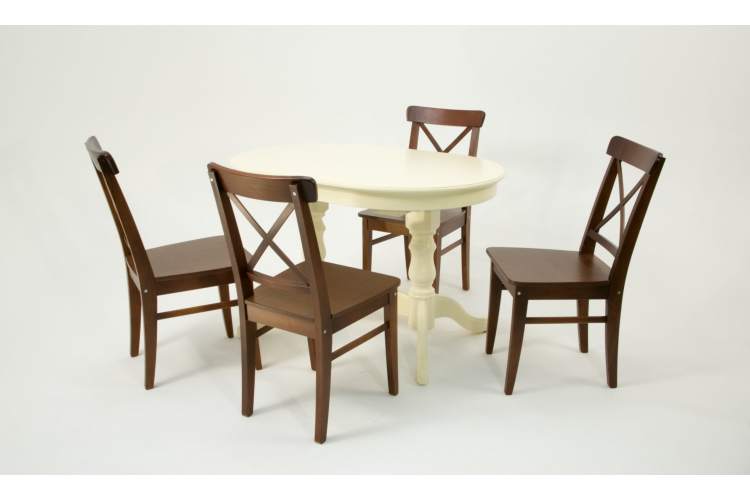 Обеденная группа стол Бизе со стульями Ингольф,слоновая кость, орех-2