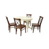 Обеденная группа стол Бизе со стульями Ингольф,слоновая кость, орех