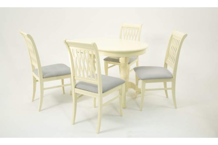 Обеденная группа стол Бизе со стульями Рич,слоновая кость, серый-2