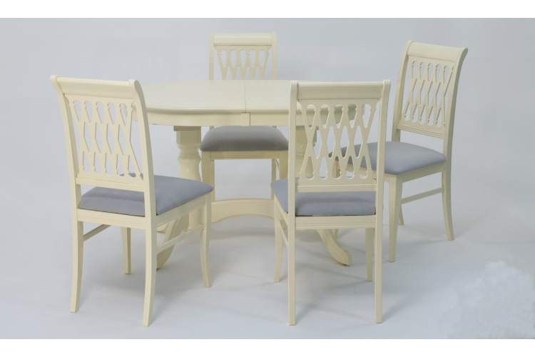 Обеденная группа стол Бизе со стульями Рич,слоновая кость, серый-1