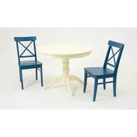 Обеденная группа Брамос К 100 слоновая кость со стульями Ингольф синий