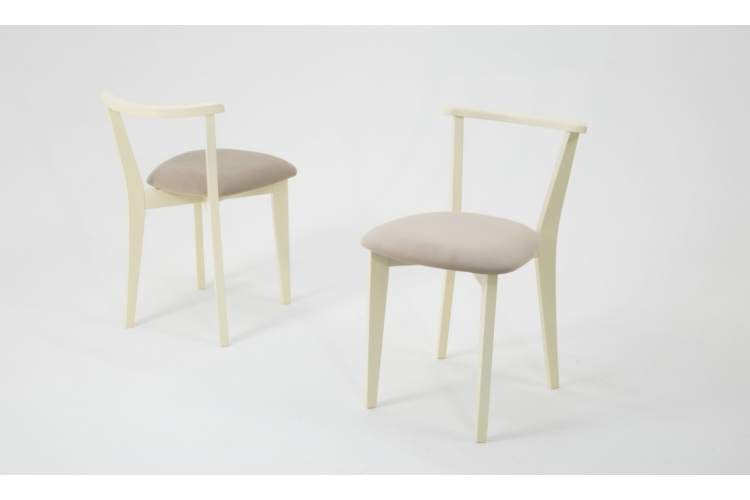 Стол Сканди М 90 орех/слоновая кость со стульями Франк слоновая кость велюр бежевый-5