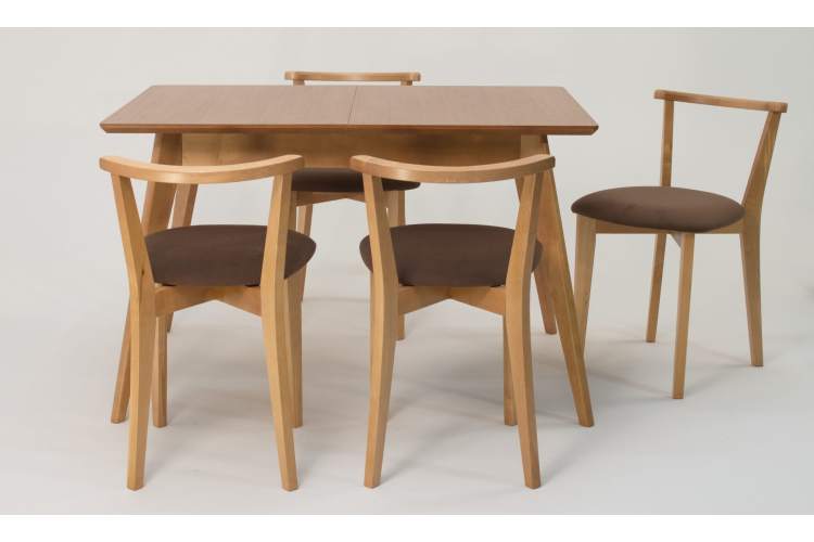 Стол Сканди 120 натур со стульями Франк натур велюр коричневый-3