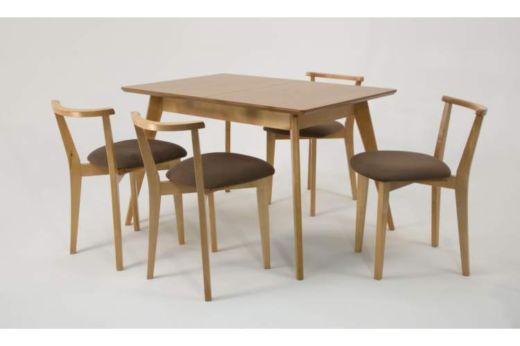 Стол Сканди 120 натур со стульями Франк натур велюр коричневый-2