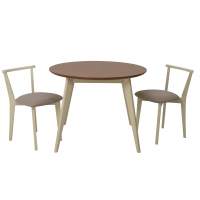 Стол Сканди К 90 слоновая кость/натур со стульями Франк слоновая кость велюр бежевый