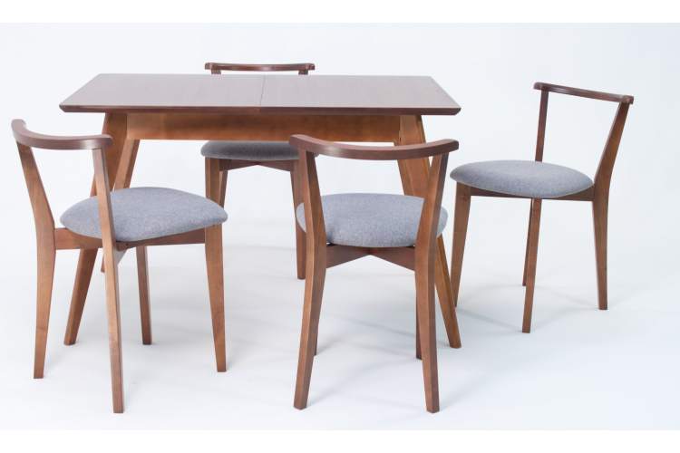 Стол Сканди 120 орех со стульями Франк Орех рогожка серый-1