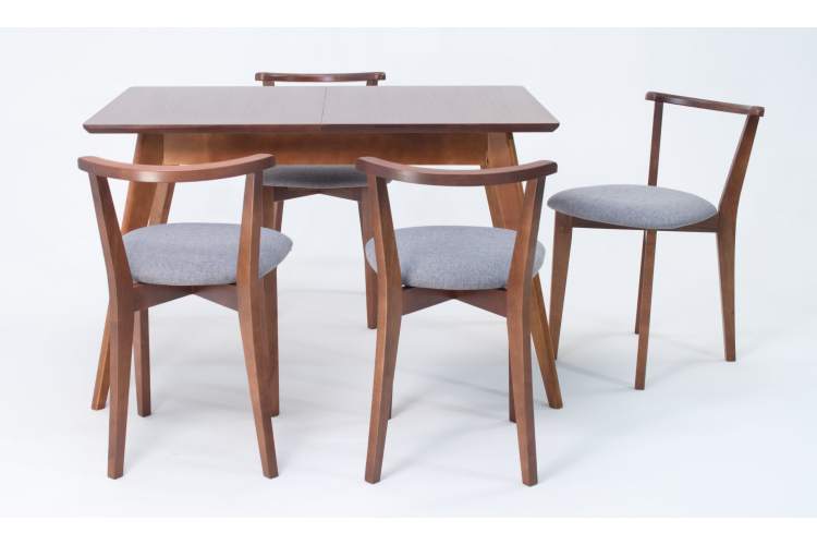 Стол Сканди 120 орех со стульями Франк Орех рогожка серый-5