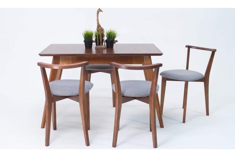 Стол Сканди 120 орех со стульями Франк Орех рогожка серый-3