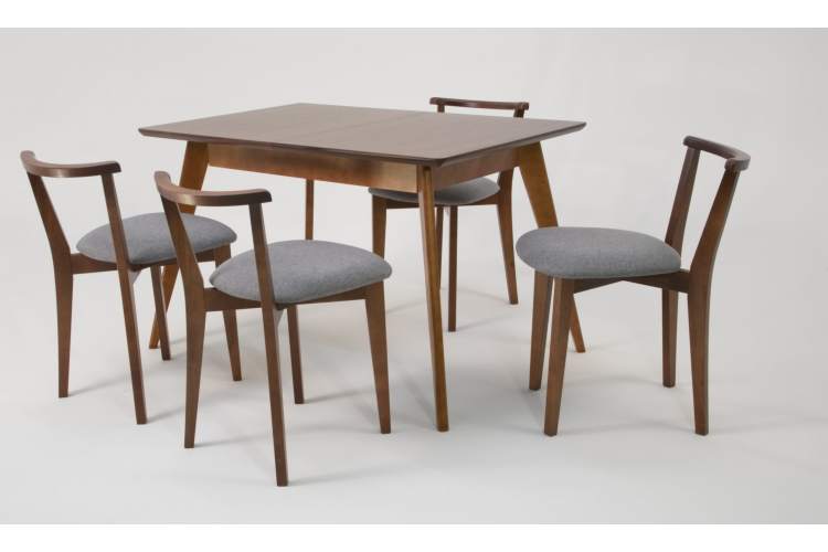 Стол Сканди 120 орех со стульями Франк Орех рогожка серый-4