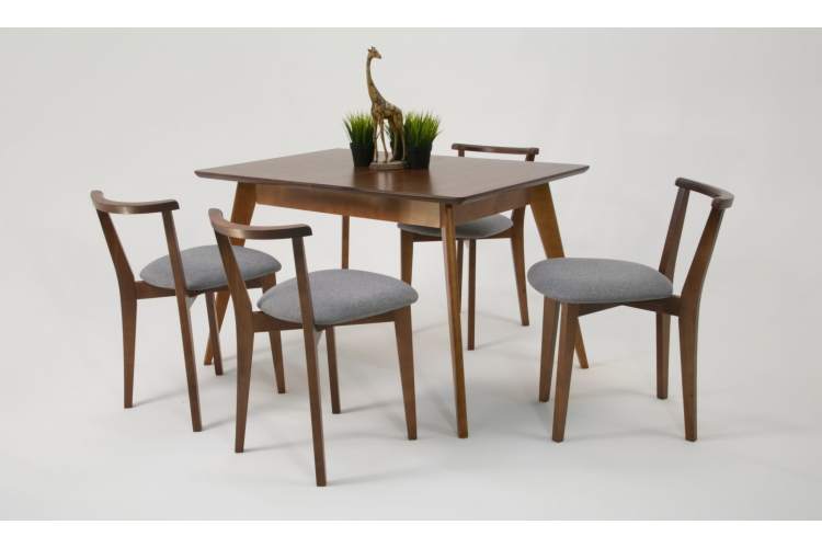 Стол Сканди 120 орех со стульями Франк Орех рогожка серый-2