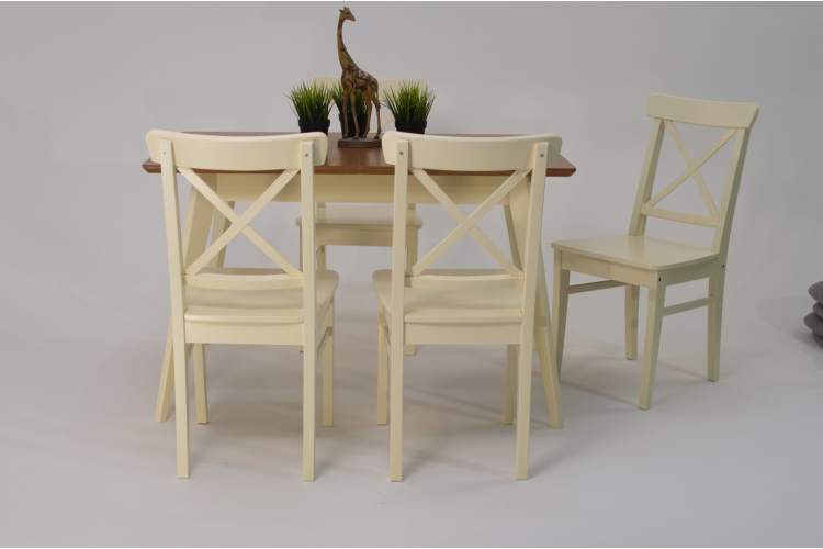 Стол Сканди 120 слоновая кость/натур со стульями Ингольф слоновая кость-3