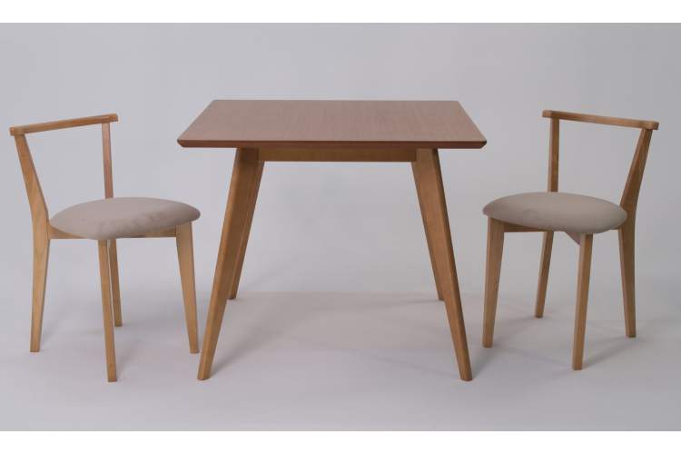 Стол Сканди М 100 натур со стульями Франк натур велюр бежевый-2