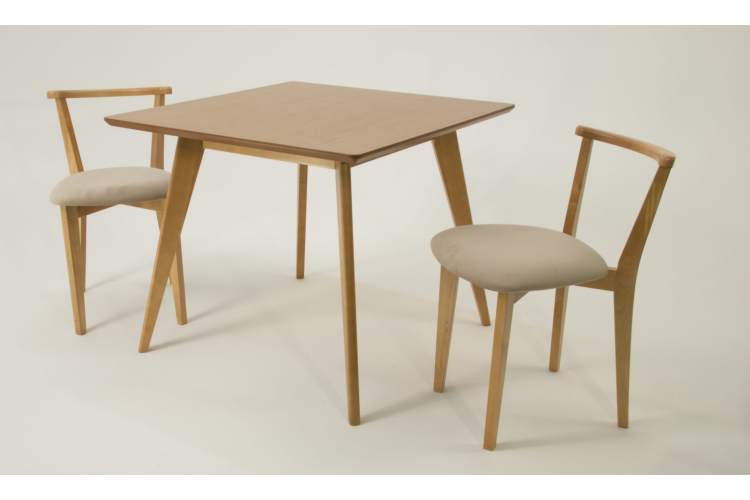 Стол Сканди М 100 натур со стульями Франк натур велюр бежевый-1