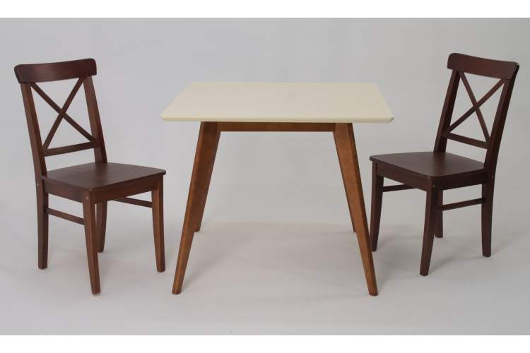 Стол Сканди М 100 орех/слоновая кость со стульями Ингольф орех-2