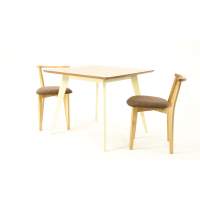 Стол Сканди М 100 слоновая кость/натур со стульями Франк натур велюр коричневый