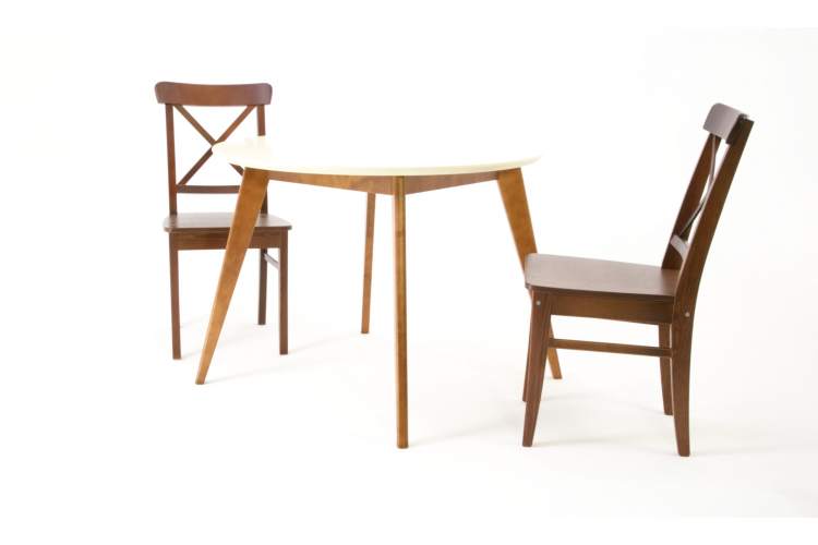 Стол Сканди К 90 орех/слоновая кость со стульями Ингольф орех