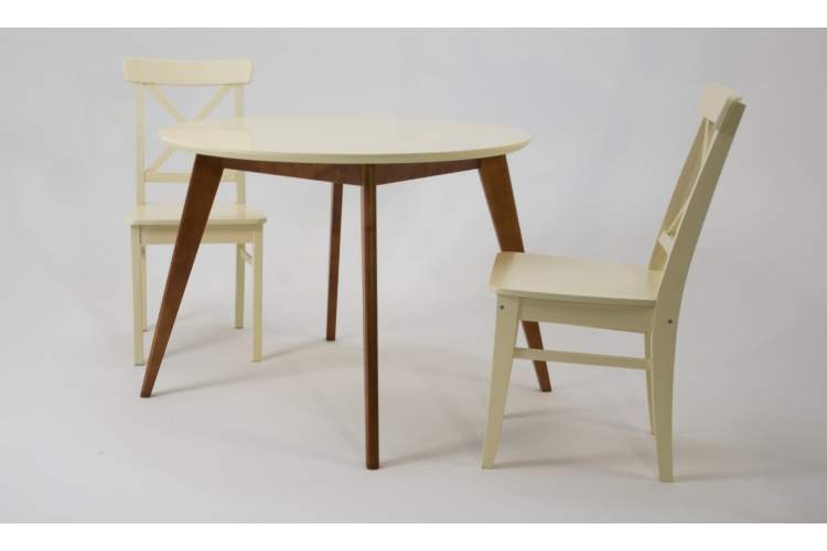 Стол Сканди К 100 орех/слоновая кость со стульями Ингольф слоновая кость-1