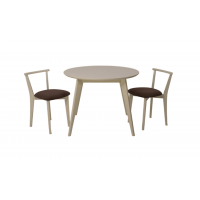 Стол Сканди К 100 слоновая кость со стульями Франк слоновая кость велюр коричневый