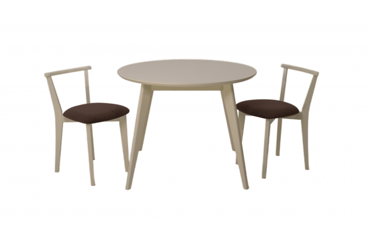 Стол Сканди К 100 слоновая кость со стульями Франк слоновая кость велюр коричневый