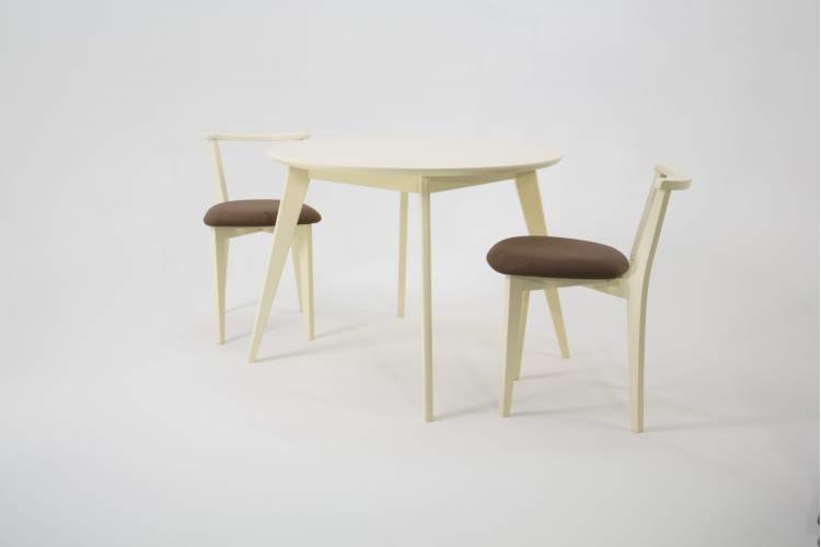 Стол Сканди К 100 слоновая кость со стульями Франк слоновая кость велюр коричневый-2