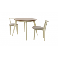 Стол Сканди К 100 слоновая кость/натур со стульями Франк слоновая кость велюр бежевый