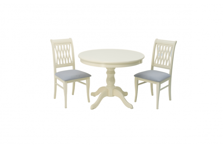 Обеденная группа Брамос К 100 слоновая кость со стульями Рич слоновая кость серый