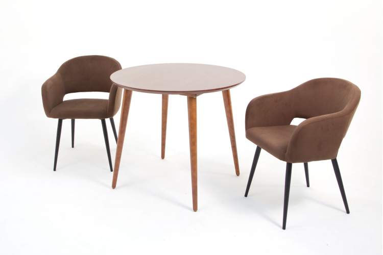 Стол Монте К 90 орех с креслами Пичч велюр коричневый