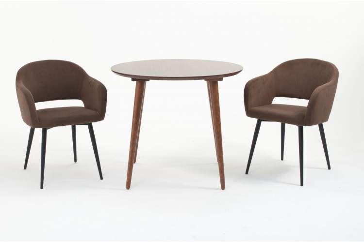 Стол Монте К 90 орех с креслами Пичч велюр коричневый-1