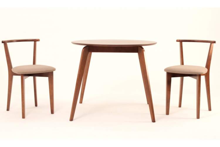 Стол Arki К 100 орех со стульями Франк ПМ орех/бежевая рогожка-1