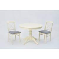 Обеденная группа Брамос К 100 слоновая кость со стульями Ингольф слоновая кость рогожка серый