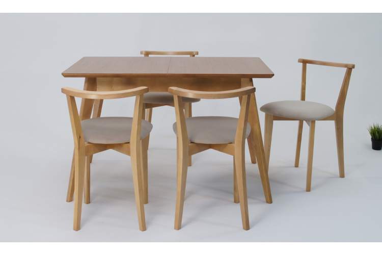 Стол Сканди 120 натур со стульями Франк натур велюр бежевый-4