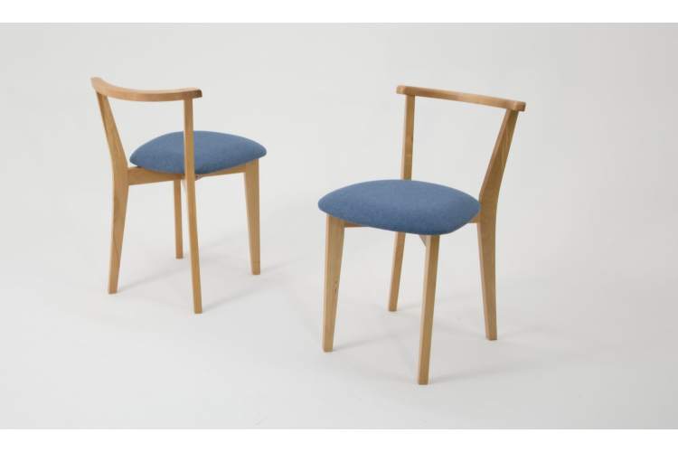 Стол Сканди М 100 слоновая кость/натур со стульями Франк натур рогожка синий-5