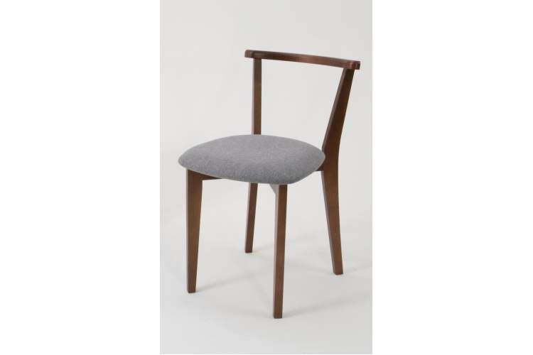 Стол Сканди К 90 слоновая кость/орех со стульями Франк орех рогожка серый-3