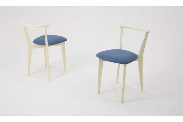 Стол Сканди К 90 слоновая кость со стульями Франк слоновая кость рогожка синий-4