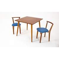Стол Монте М 100 орех со стульями Франк орех рогожка синий
