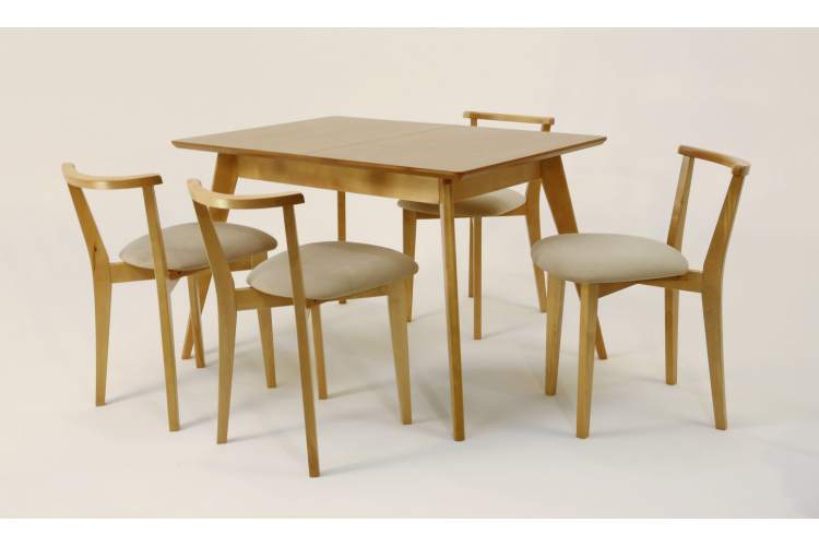 Стол Сканди 120 натур со стульями Франк натур велюр бежевый-3