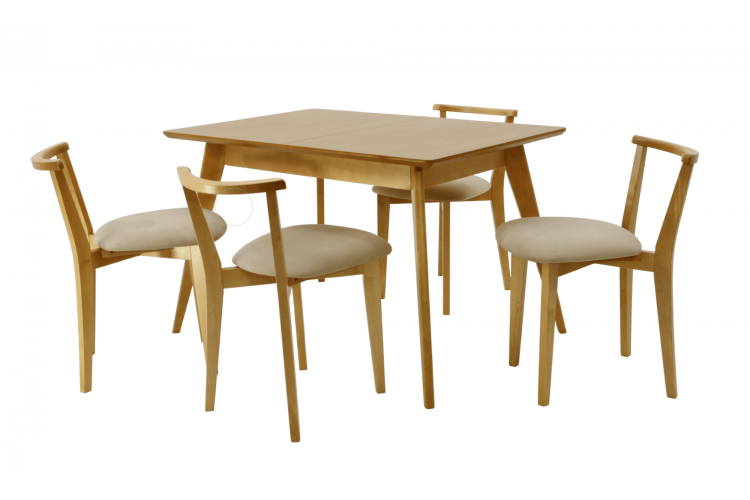 Стол Сканди 120 натур со стульями Франк натур велюр бежевый