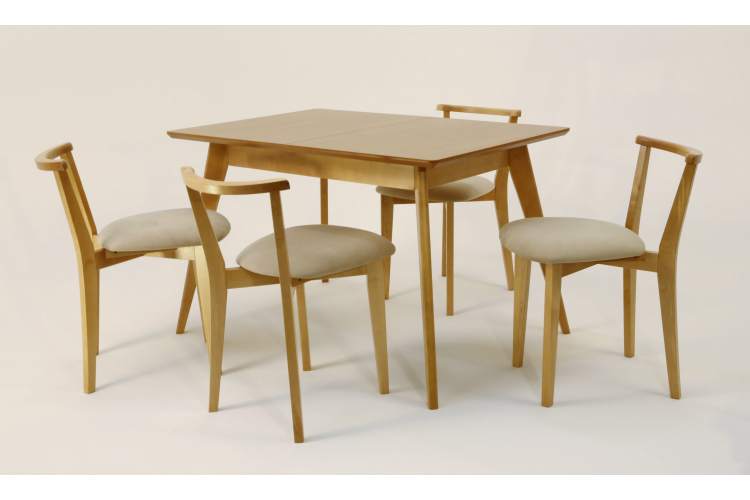 Стол Сканди 120 натур со стульями Франк натур велюр бежевый-1